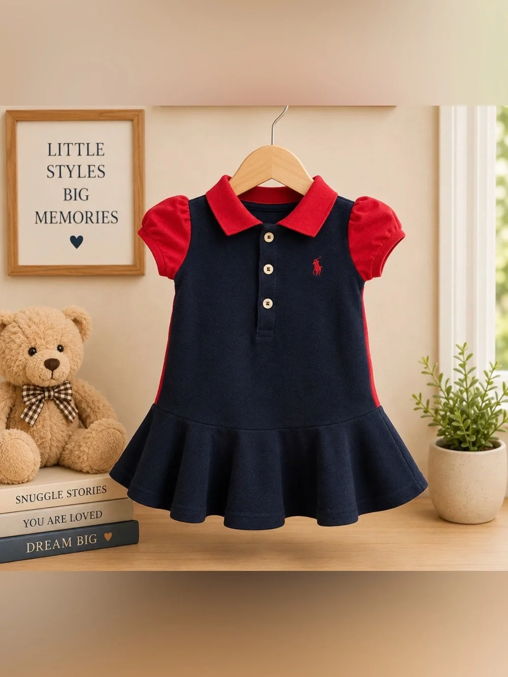 Ralph Lauren size 6 months pink and blue dress